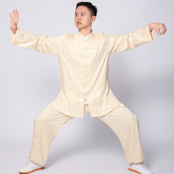 Tai Chi trening kostim, corduroy tkanina s udjelom lana, muški, proljeće-ljeto