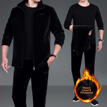 Trijų dalių žieminis sportinis kostiumas su fliso pamušalu, išorinis audinys 90% medvilnė, unisex