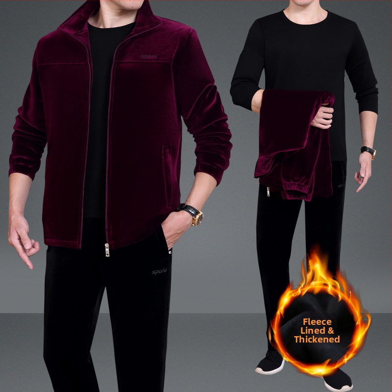 Trijų dalių žieminis sportinis kostiumas su fliso pamušalu, išorinis audinys 90% medvilnė, unisex