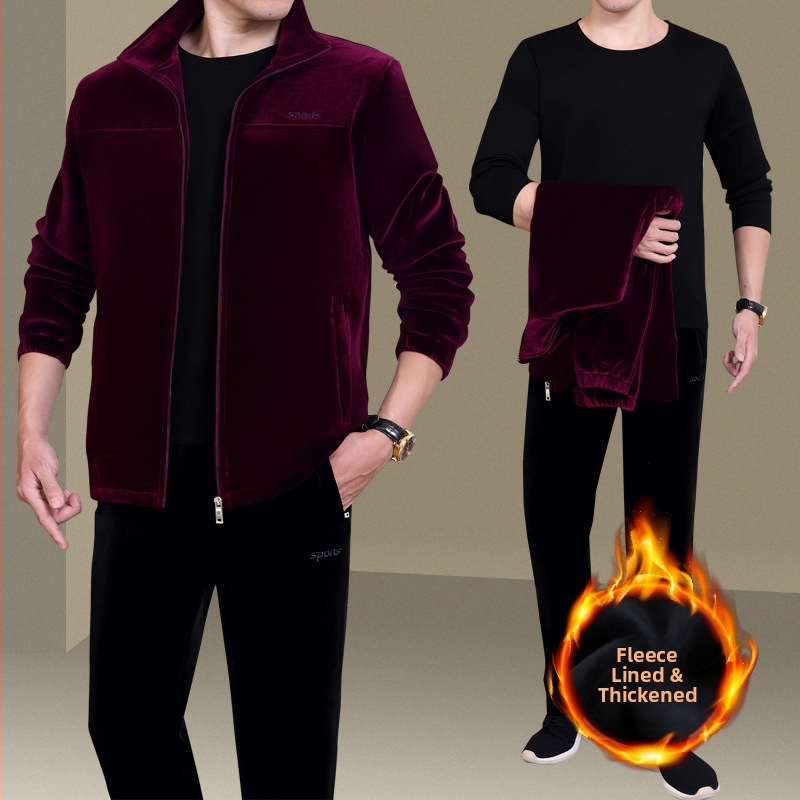 Trijų dalių žieminis sportinis kostiumas su fliso pamušalu, išorinis audinys 90% medvilnė, unisex