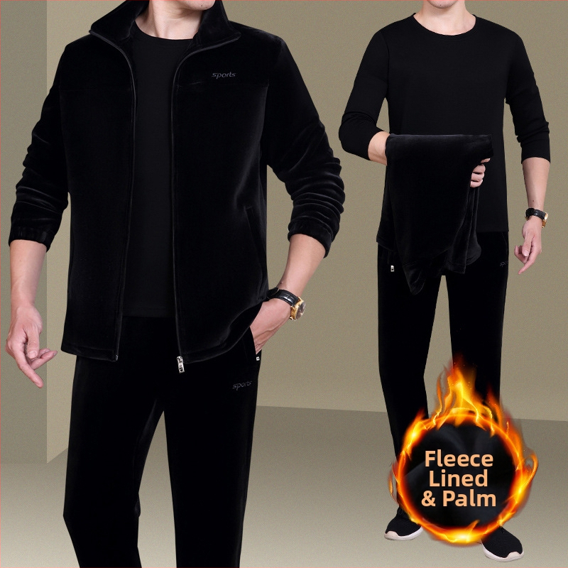 Trijų dalių žieminis sportinis kostiumas su fliso pamušalu, išorinis audinys 90% medvilnė, unisex