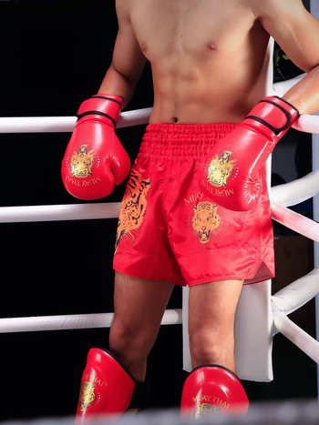 MMA borilačke šorceve s motivom tigrove glave, unisex, 100% poliester, podstava od kemijskih vlakana, za sanda
