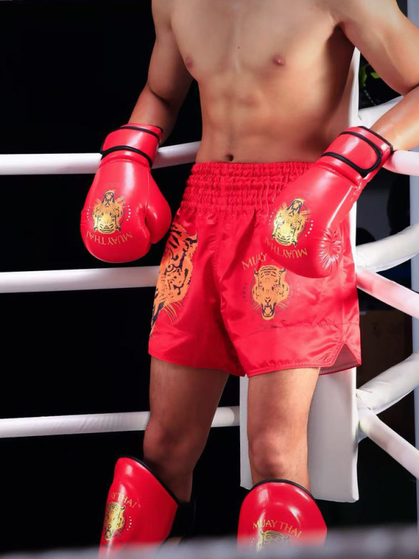 MMA borilačke šorceve s motivom tigrove glave, unisex, 100% poliester, podstava od kemijskih vlakana, za sanda