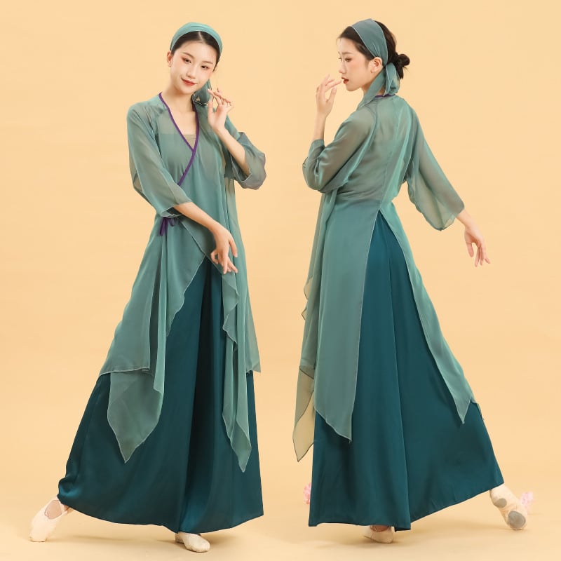 Klasični plesni kostim za izvedbu s prozirnim slojem, ženski scenski kostim, smjesa kemijskih vlakana, 60% poliester, podstava Mulberry Silk