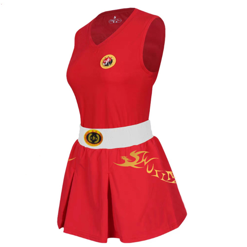 Unisex sanda apmācību komplekts ar Drakona un Feniksa apdruku, bez piedurknēm, apaļš kakls, Cupro šķiedru maisījums