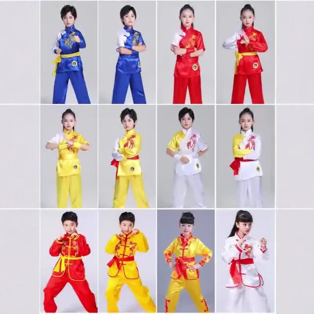 Bērnu Wushu uzstāšanās kostīms, universāls, ķīniešu stila, poliesters 85%, bērniem no 8 gadu vecuma