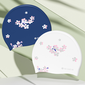 Ruishier Șapcă de înot din silicon pentru adulți, cu imprimeu