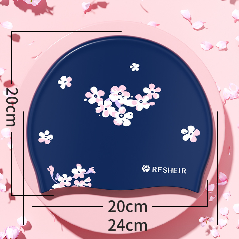 Ruishier Șapcă de înot din silicon pentru adulți, cu imprimeu