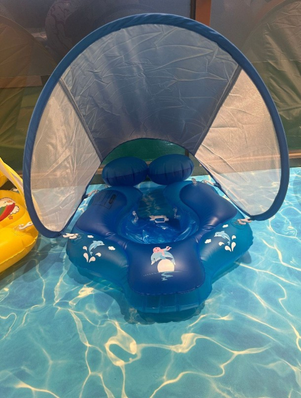 Inel de înot pentru copii 0–3 ani, model în dung, PVC ecologic 0,25 mm, insuflare manuală