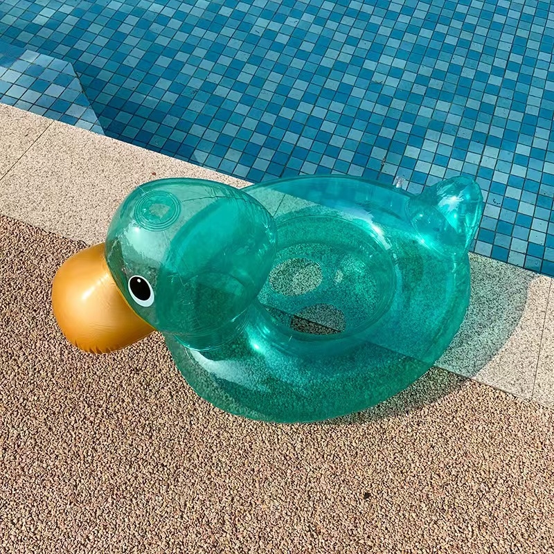 Dječji plivački prsten s šljokicama u obliku patke — nafukljivi PVC, ekološki prihvatljiv materijal, debeo zid, otisak, pogodan za plivanje i hodanje u plitkoj vodi