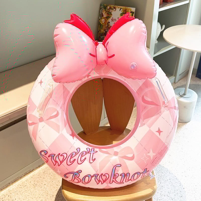 Dječji plivački prsten s ručkom i mašnicom, napuhavanje PVC, ekološki PVC, karikatura uzorak, pogodna za plivanje i hodanje u vodi