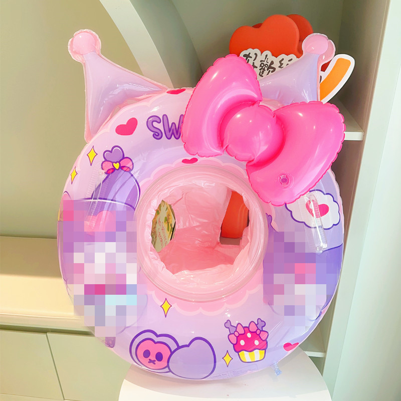 Dječji plivački prsten s ručkom i mašnicom, napuhavanje PVC, ekološki PVC, karikatura uzorak, pogodna za plivanje i hodanje u vodi