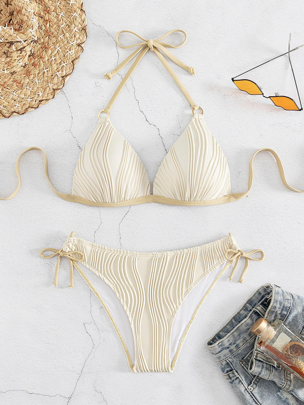Dvodijelni bikini - halter s vezicom, umetci za dojke, visoka elastičnost, poliester materijal