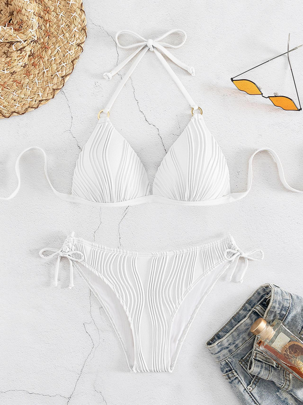 Dvodijelni bikini - halter s vezicom, umetci za dojke, visoka elastičnost, poliester materijal