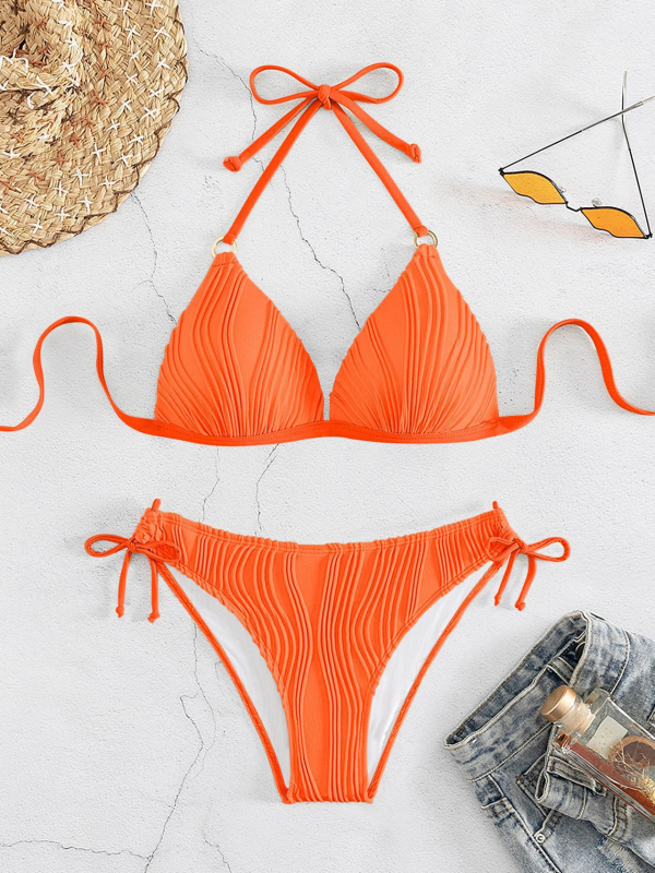 Dvodijelni bikini - halter s vezicom, umetci za dojke, visoka elastičnost, poliester materijal
