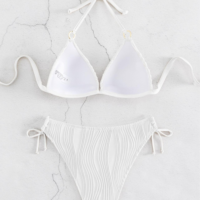 Dvodijelni bikini - halter s vezicom, umetci za dojke, visoka elastičnost, poliester materijal