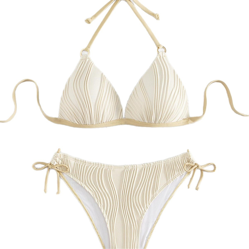 Dvodijelni bikini - halter s vezicom, umetci za dojke, visoka elastičnost, poliester materijal
