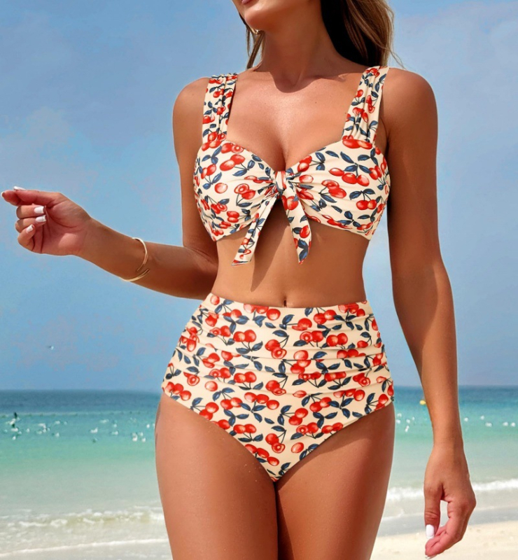 Jednobojni dvodijelni bikini s širokim trakama za žene