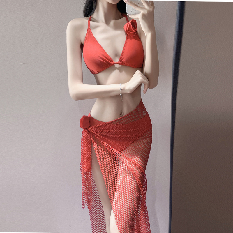 Trodijelni bikini set s prugama, bez naramenica, jastučići za dojke, elastični poliester