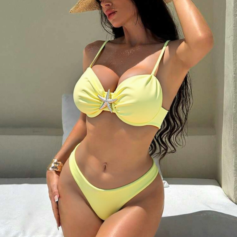 Ženski bikini kostim, poliester, 82% poliester, podstava od klornih vlakana 18%, s ojačanjem i punjenjem