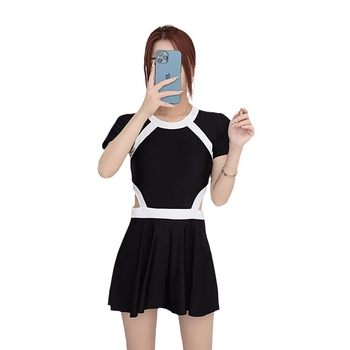 Дамски плувен костюм със стил пола и разделен дизайн, покриване на корема, подплатен бюст, бързосъхнеща материя, висока еластичност