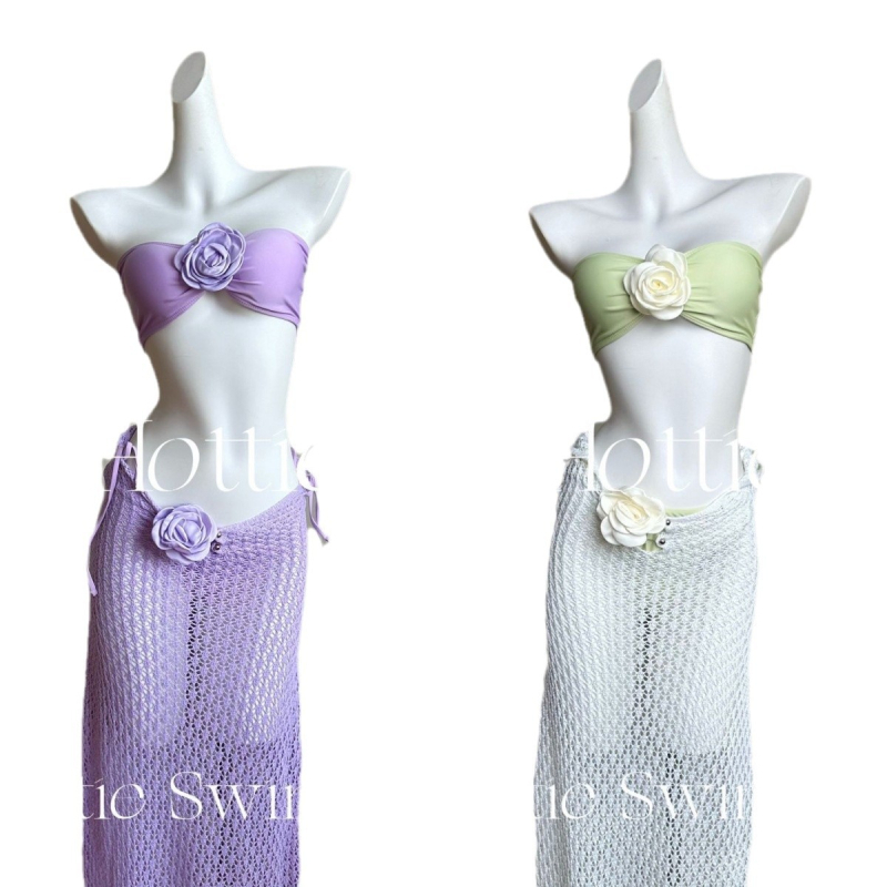 триичастен бански комплект: плетена горна част и бикини; материя Nylon; подплата Polyester; съдържание на плат 85-90%; без ръкави; чашки с подплата