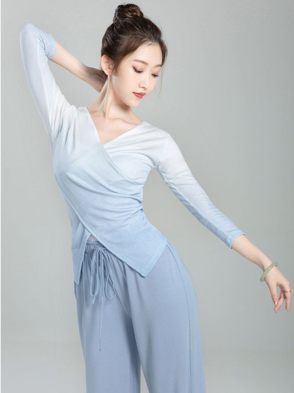 Top de dans gradient pentru dans modern și dans clasic chinezesc, unisex, îmbrăcăminte de practică, țesătură plată, primăvara 2025