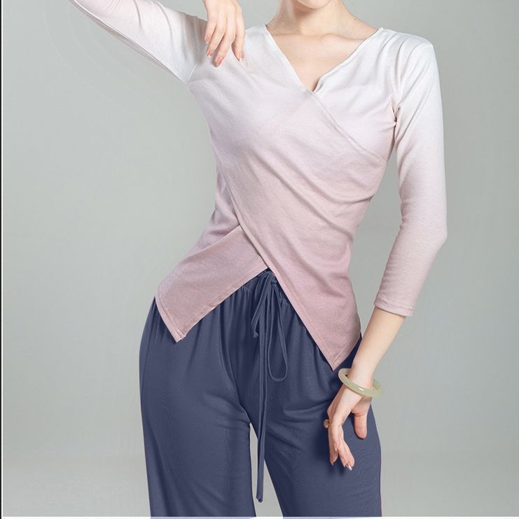 Top de dans gradient pentru dans modern și dans clasic chinezesc, unisex, îmbrăcăminte de practică, țesătură plată, primăvara 2025