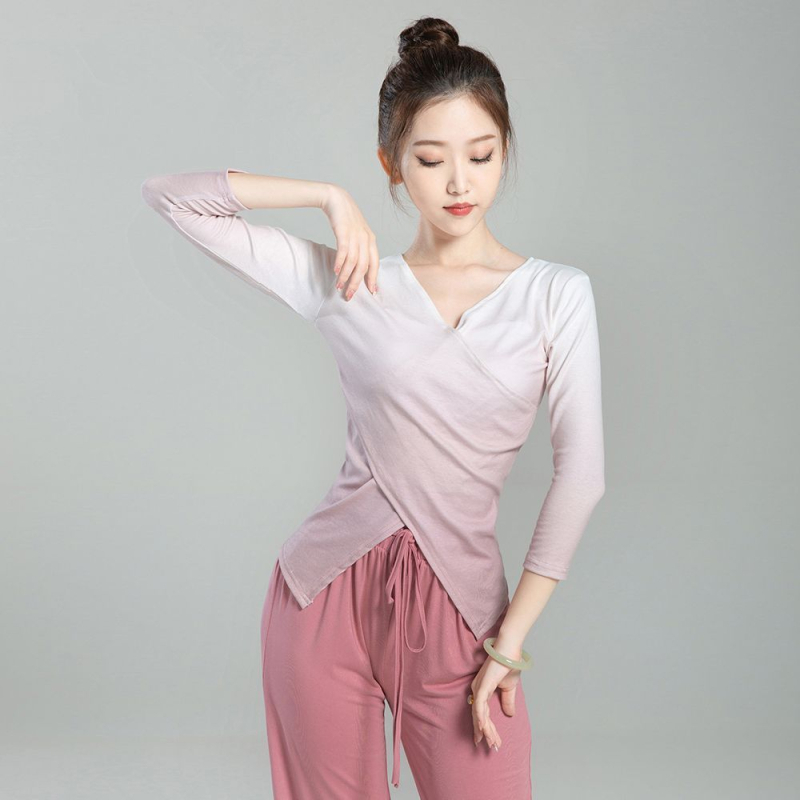 Top de dans gradient pentru dans modern și dans clasic chinezesc, unisex, îmbrăcăminte de practică, țesătură plată, primăvara 2025