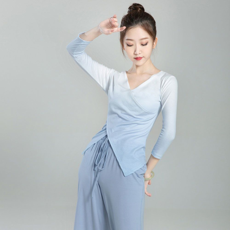 Top de dans gradient pentru dans modern și dans clasic chinezesc, unisex, îmbrăcăminte de practică, țesătură plată, primăvara 2025