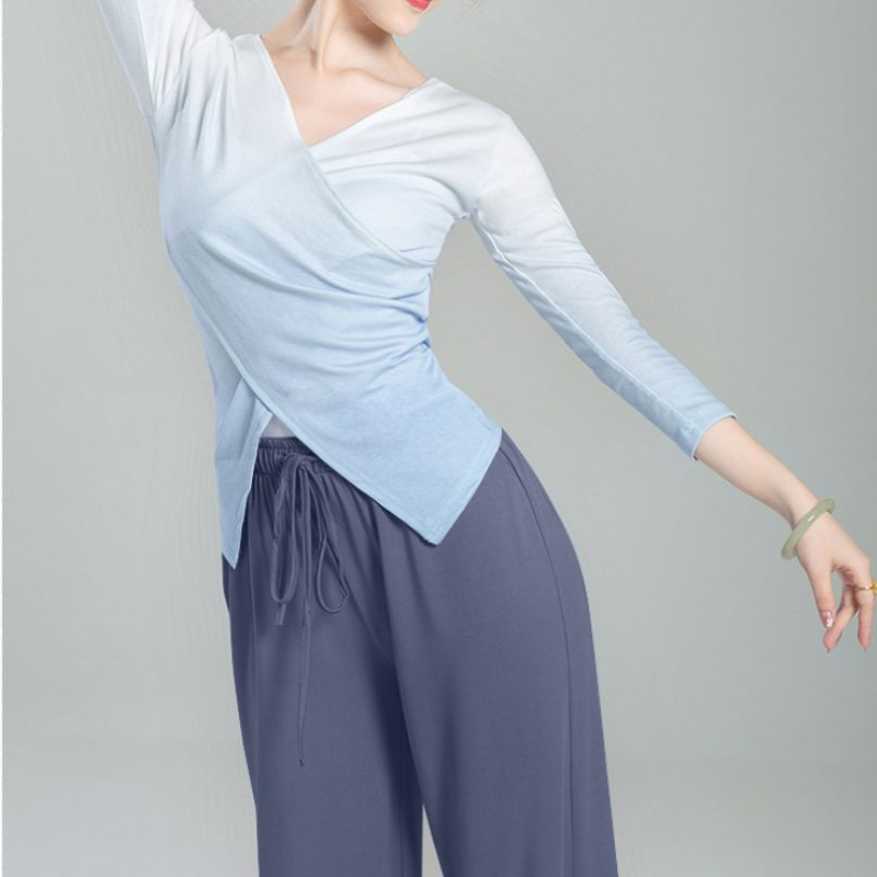 Top de dans gradient pentru dans modern și dans clasic chinezesc, unisex, îmbrăcăminte de practică, țesătură plată, primăvara 2025