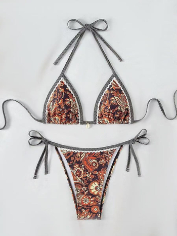 Bikini set s otvorenim leđima, tankim trakama, jastučić za prsni dio, 82% poliester / 18% elastan, 250 g