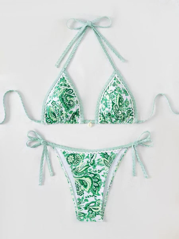 Bikini set s otvorenim leđima, tankim trakama, jastučić za prsni dio, 82% poliester / 18% elastan, 250 g