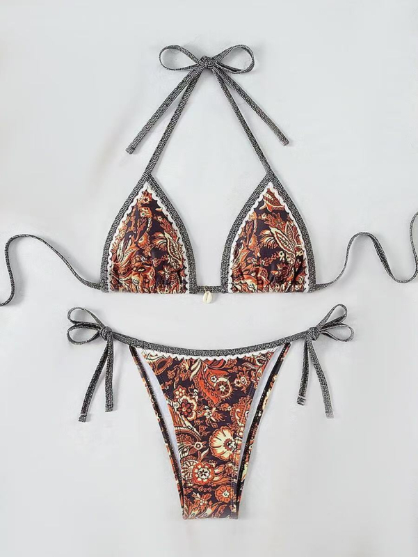 Bikini set s otvorenim leđima, tankim trakama, jastučić za prsni dio, 82% poliester / 18% elastan, 250 g