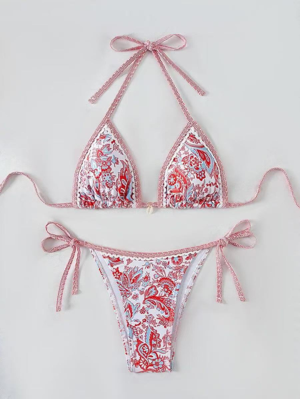 Bikini set s otvorenim leđima, tankim trakama, jastučić za prsni dio, 82% poliester / 18% elastan, 250 g