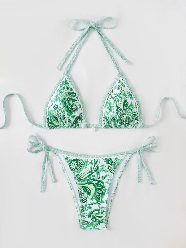 Bikini set s otvorenim leđima, tankim trakama, jastučić za prsni dio, 82% poliester / 18% elastan, 250 g