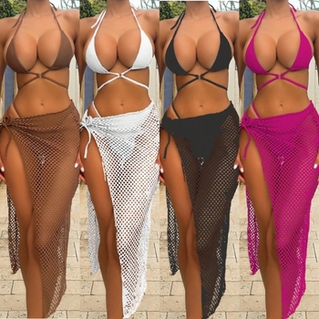 Тричастен дамски бански комплект - найлонова материя, подплънки за бюст, полиестерна подплата, секси стил