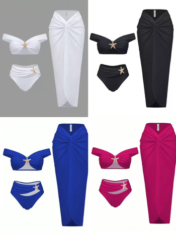 Три части плувен комплект с разделен дизайн и дълга пола за жени; чашки за бюста; без метална опора; бързосъхнещ полиестер-спандекс материал (82% спандекс) с подплата 18%