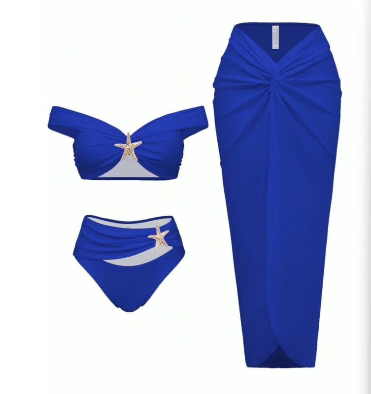 Три части плувен комплект с разделен дизайн и дълга пола за жени; чашки за бюста; без метална опора; бързосъхнещ полиестер-спандекс материал (82% спандекс) с подплата 18%