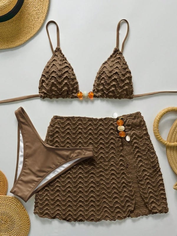 Бикини бански със подплънки и презрамки, полиестер 82% и подплата от спандекс, солиден модел с висока еластичност, подходящ за плуване