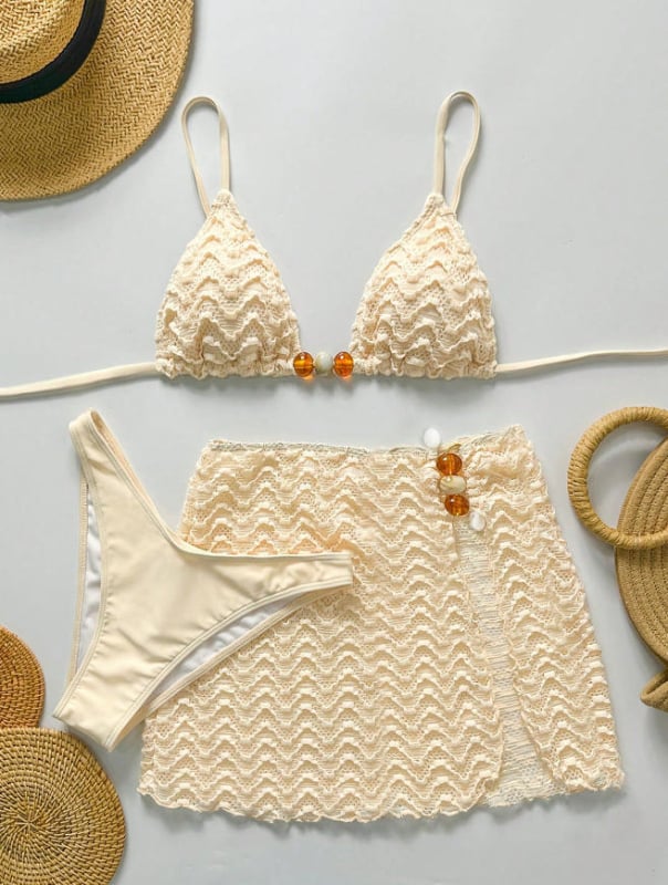 Бикини бански със подплънки и презрамки, полиестер 82% и подплата от спандекс, солиден модел с висока еластичност, подходящ за плуване