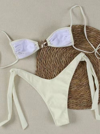 Двучастков бански костюм, солиден модел, без ръкави, открит гръб, с подплътени чаши, без метална опора; плат: найлон 82%, подплата 18%; тегло 150 г; за възрастни жени, плуване и газене; код на продукта Ff1179