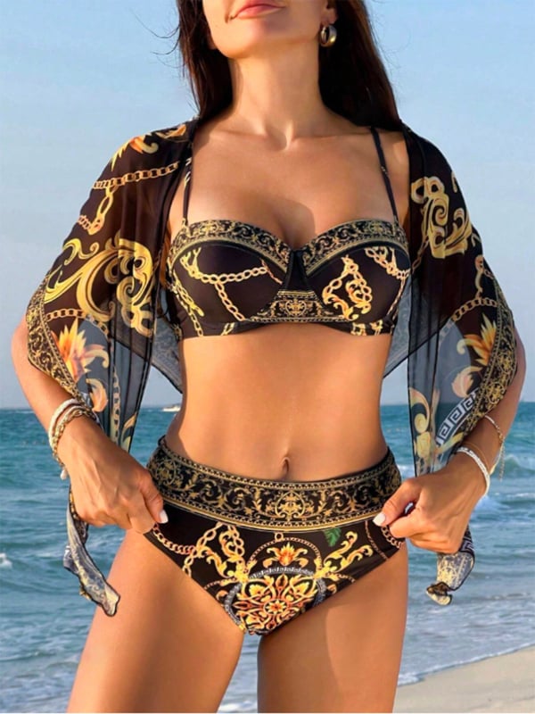 Trojodijelni bikini set, uskog kroja bez leđa, brzo se suši, za žene