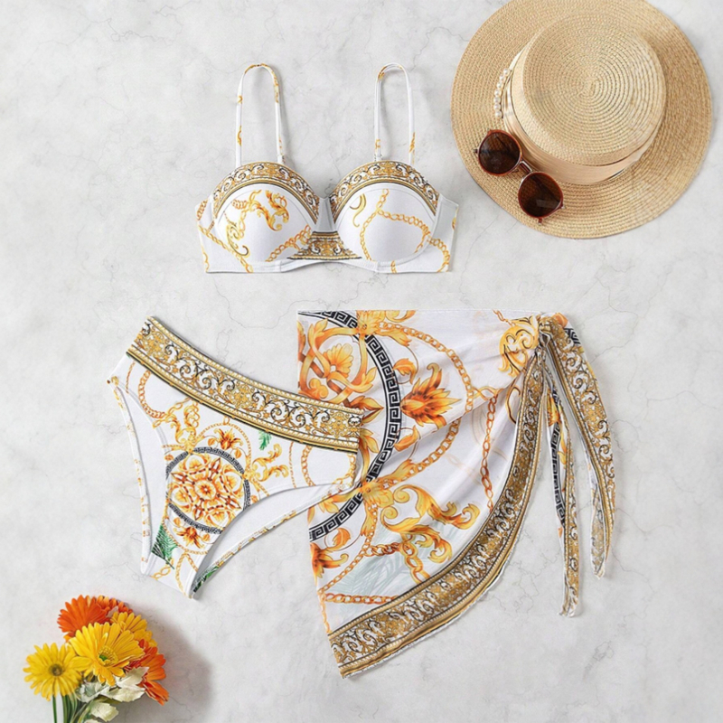Trojodijelni bikini set, uskog kroja bez leđa, brzo se suši, za žene