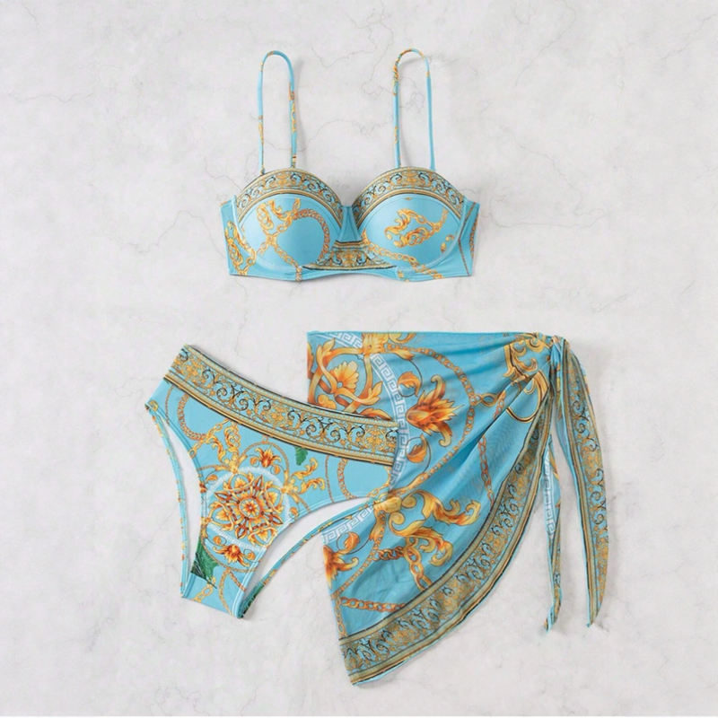 Trojodijelni bikini set, uskog kroja bez leđa, brzo se suši, za žene