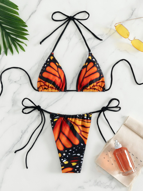 Ženski bikini s naramenicama, jastučić za dojke, otvorena leđa, visoka elastičnost, poliester 82%, podstava 95% poliester