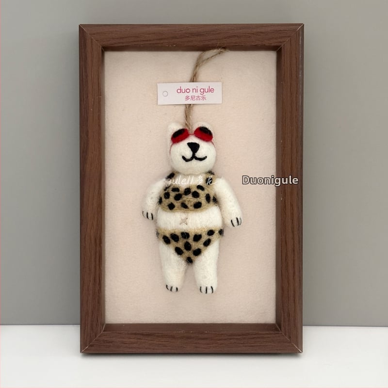 Χειροποίητο κρεμαστό από μαλλί φελτ με αρκουδάκι για τσάντες και αυτοκίνητα