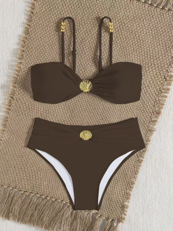 Ženski dvodijelni bikini s visokim strukom i volanima (tkanina: poliester 82%, podstava: poliester, težina: 180 g)