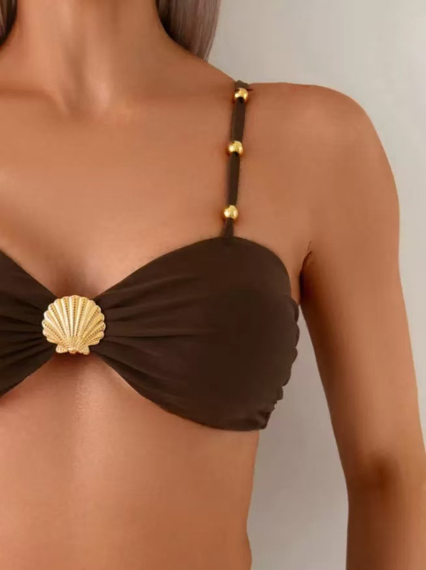 Ženski dvodijelni bikini s visokim strukom i volanima (tkanina: poliester 82%, podstava: poliester, težina: 180 g)