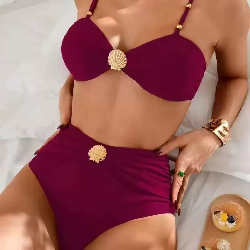 Ženski dvodijelni bikini s visokim strukom i volanima (tkanina: poliester 82%, podstava: poliester, težina: 180 g)